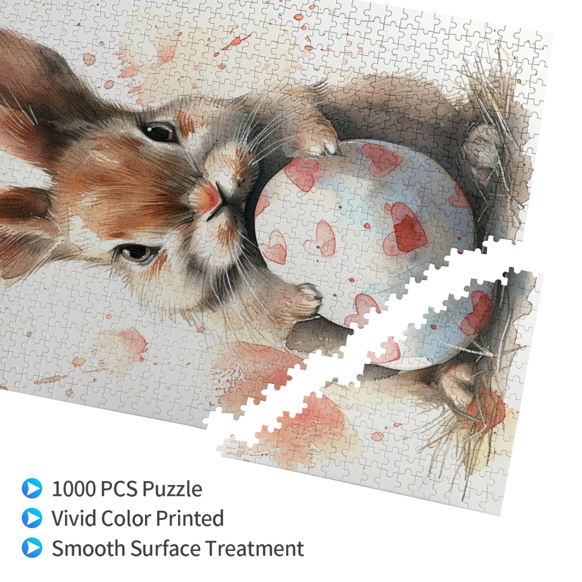 1000 PCS Cute rabbits & Colorful eggs puzzles for adults 1000 pieces,Unique and Beautiful Design,Wonderful imagination,Relax yourself,Charm Animal Wooden Puzzle,Relax yourself,for Animal Lovers Gift