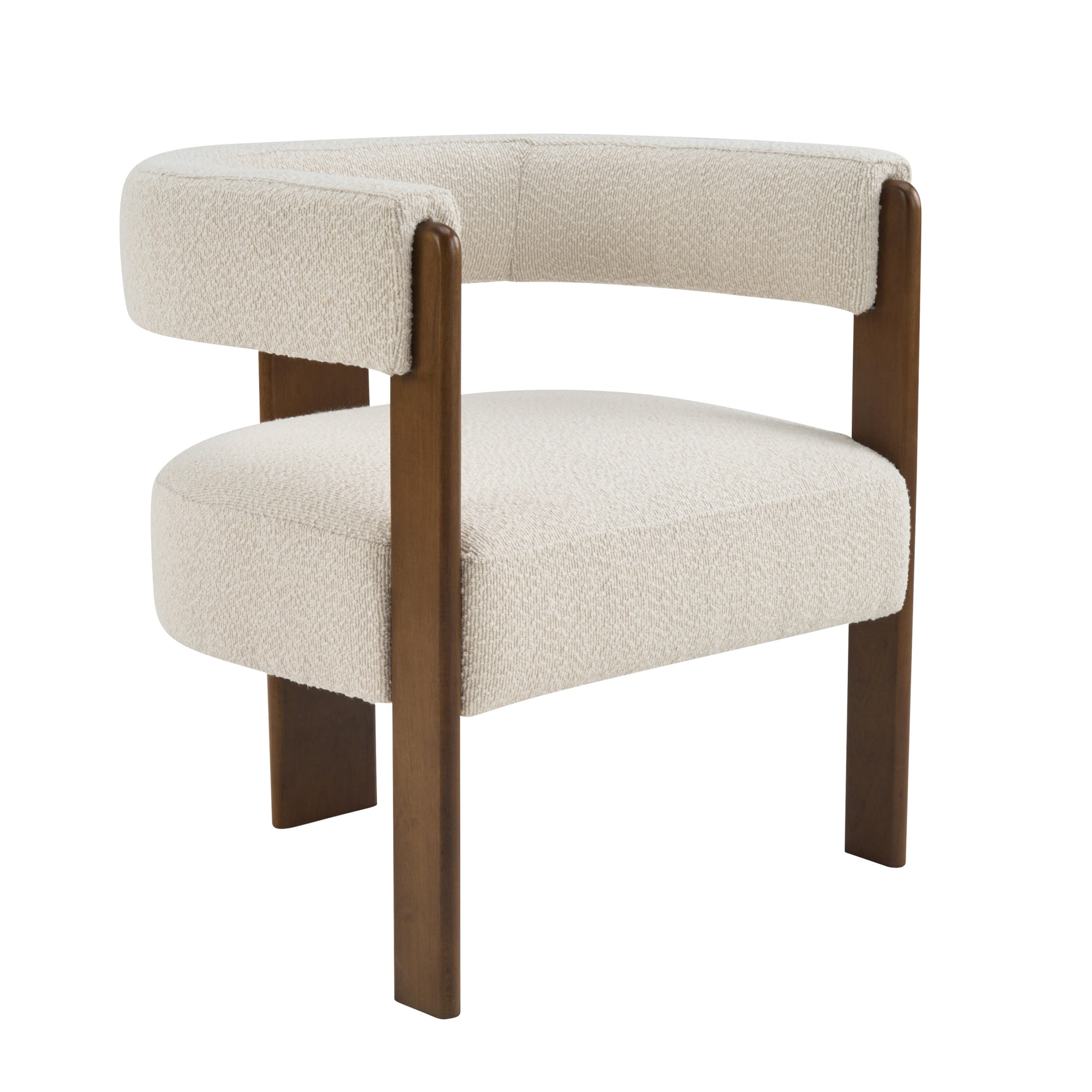 Christopher Knight Home Set of 2 Modern Boucle Dining Chairs with Curved Open Back, Beige+Dark Walnut