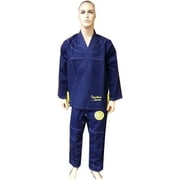 Woldorf USA Brazilian Jiu Jitsu Kimono Pearl Weave Gi Competition Uniform Navy Blue Yellow Rip Stop Pants Size 6 A4 Pre-Shrunk, Ultra Light Weight Uniforms