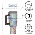 thumbnail image 4 of 40oz Pioneer Flower Floral Print Pattern Insulated Tumbler with Handle, BPA-Free Leak Proof Lid and Straws, Double Wall Vacuum, Hot 12h/Cold 34h, 4 of 6