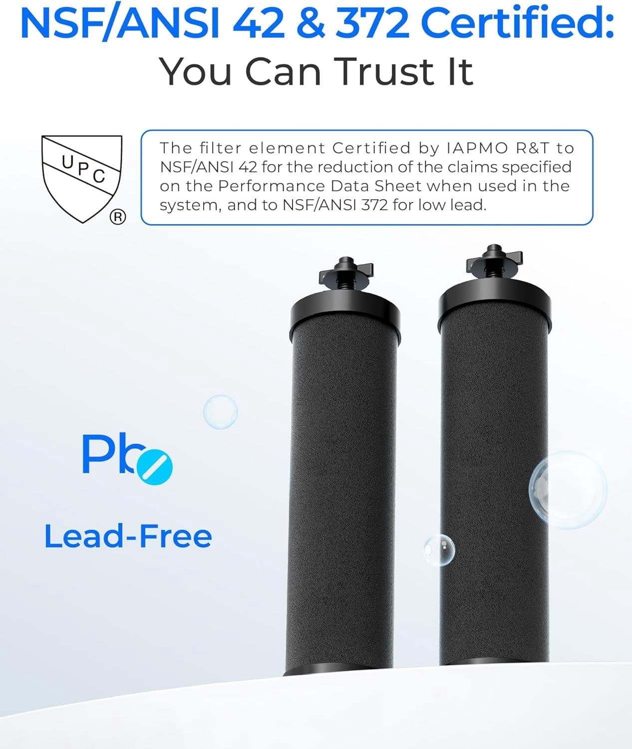 Waterdrop Gravity-fed Water Filter System, NSF/ANSI 42&372 Standard, 2.25G Stainless-Steel System with 4 Filters, Metal Water Level Spigot and Stand, Reduces Chlorine-King Tank Series, WD-TK-FS
