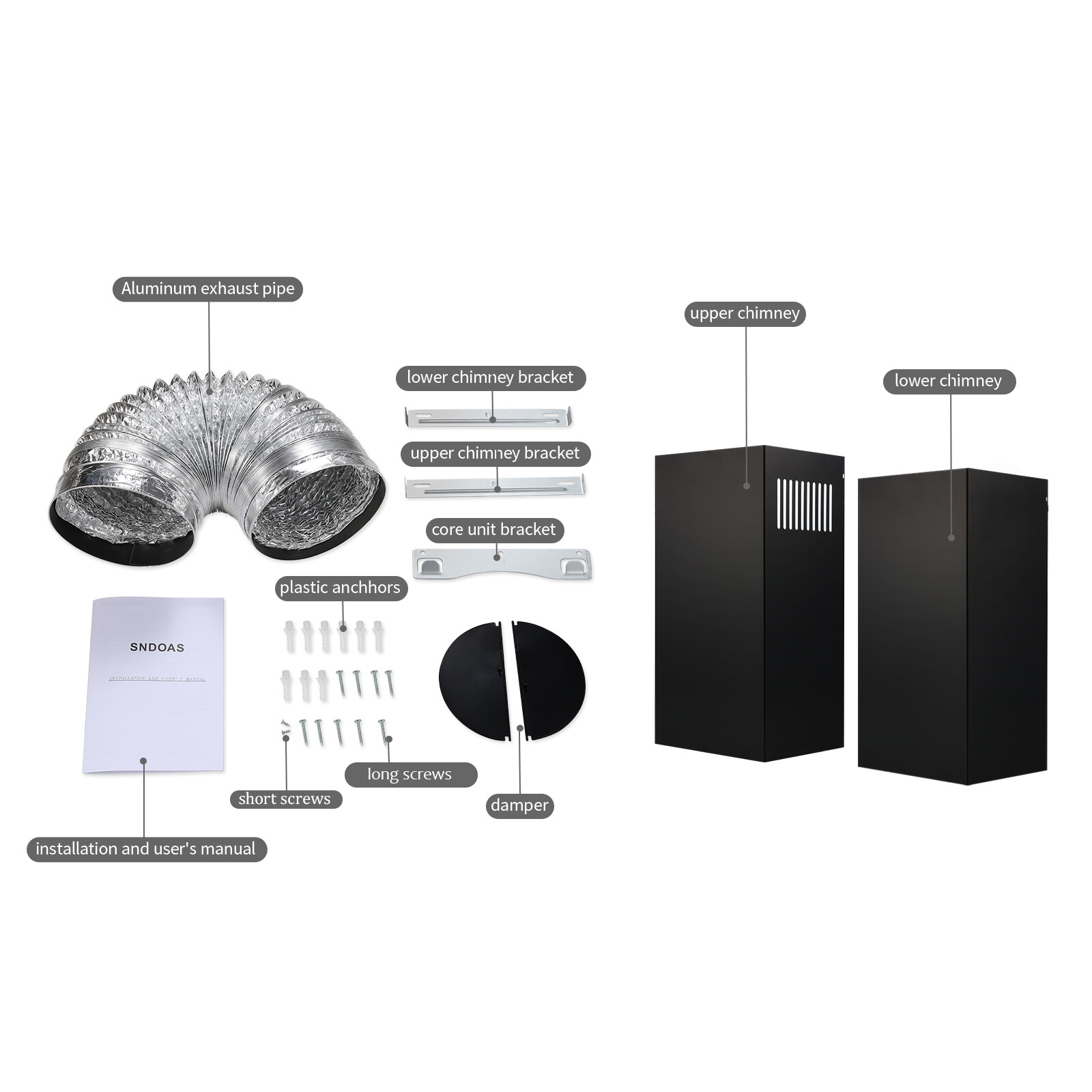 Joeaonz Wall Mount Range Hood Stainless Steel 450 CFM, 3-Speed Fan, LED Lighting, Charcoal Filter, 120V