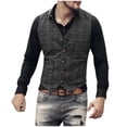 thumbnail image 2 of Afuyipoi Men Plaid Vest V Neck Single Breasted Button Front Formal Vest Black Size S, 2 of 8