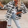 thumbnail image 1 of Womens Casual Plaid Shacket Wool Blend Button Down Long Sleeve Shirt Fall Jacket Shackets, 1 of 3