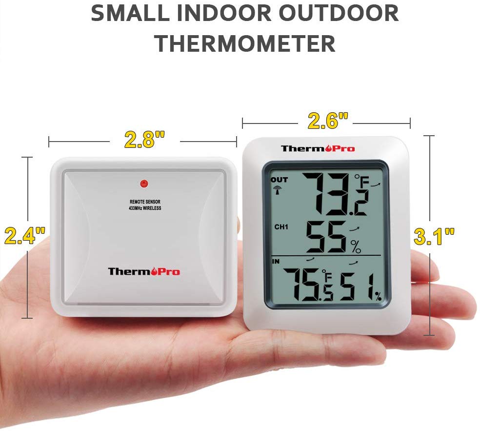 ThermoPro TP60 Wireless Thermometer Indoor Outdoor Digital Thermometer Temperature Humidity Monitor Meter 200ft / 60m Range - image 4 of 7