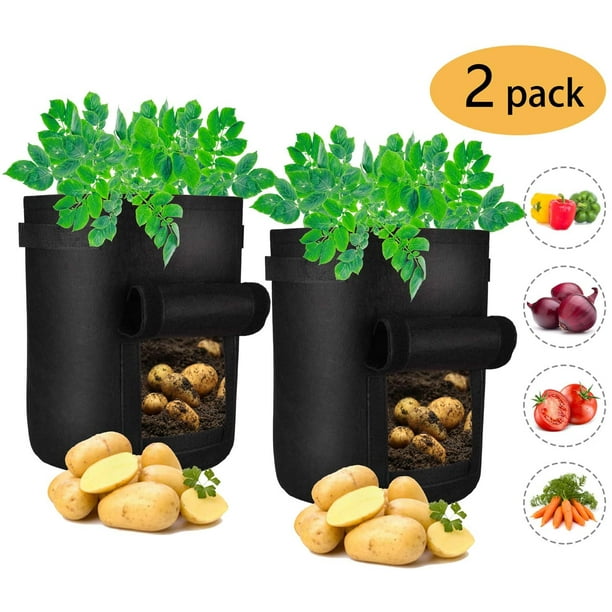 Pack of 2 Potato Growing Bags, Gallon Plant Bag with Window and Handles