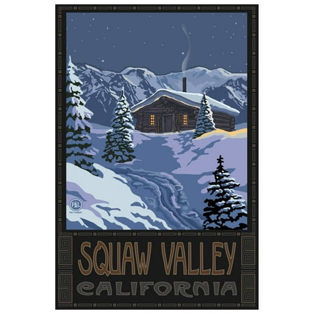 Squaw Valley California Winter Mountain Cabin Giclee Art Print