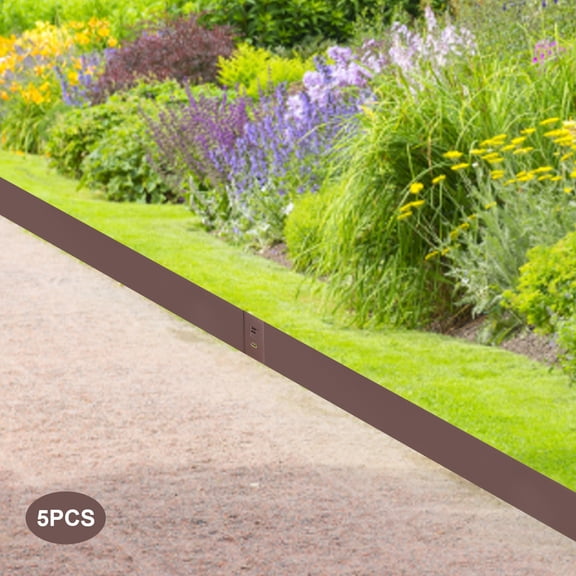 Miumaeov Brown Steel Lawn Edging, 5PCS 4"x39" Garden Metal Landscape Edging Border for Garden, Yard