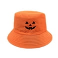 thumbnail image 2 of Beugl Clearance Halloween Accessories, Halloween Pumpkin Print Cotton Bucket Hat for Women and Man Bucket Hat Cute Sun Hat Black One Size, 2 of 6