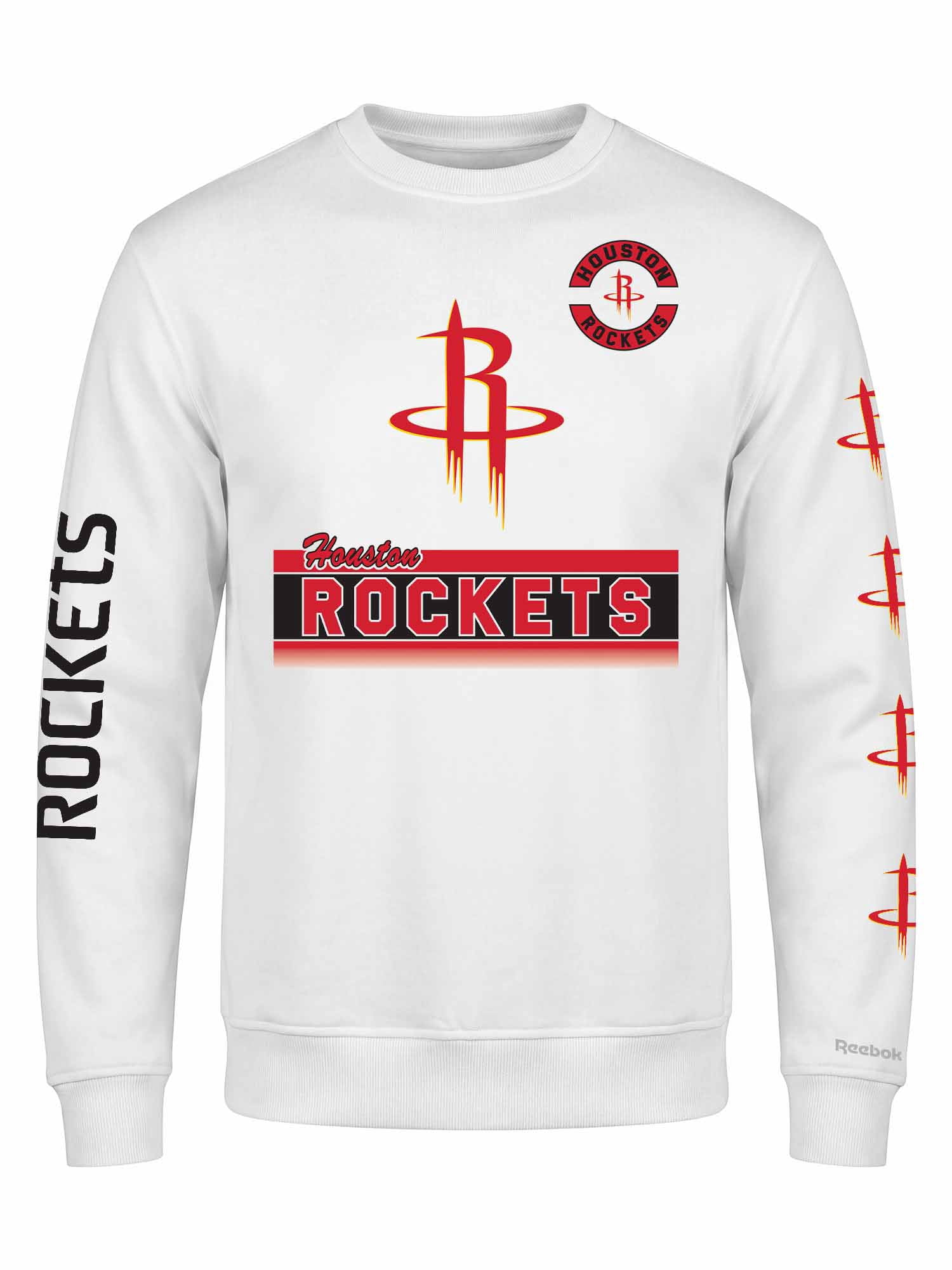 Houston Rockets Reebok Mens White Crew Sweatshirt
