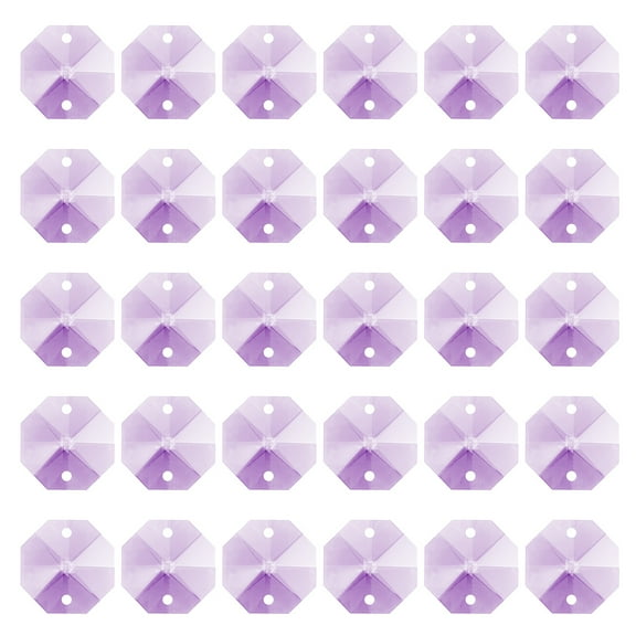 Uxcell K9 Crystal Octagon Beads 2 Holes Pendants, 60 Pack 14mm Chandelier Prisms Parts Ornaments Hanging Beads for DIY Arts Crafts Decoration, Light Purple