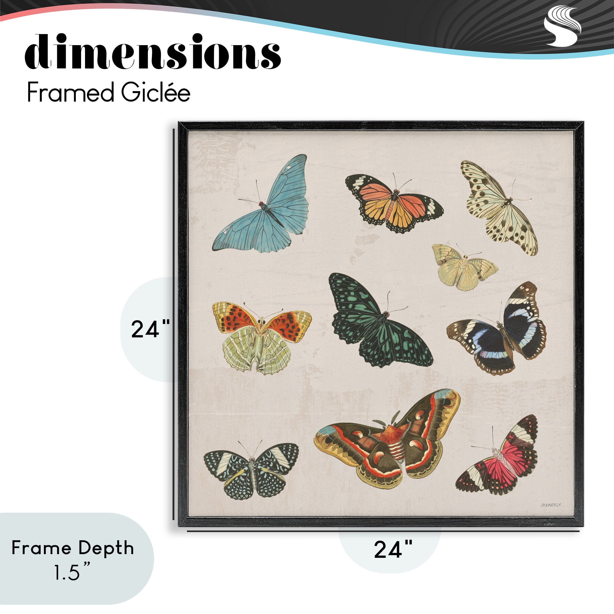 Stupell Industries Vintage Butterfly Flight Black Framed Giclee Art, design by Dan Meneely