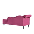 thumbnail image 2 of 2-in-1 Velvet Storage Chaise Lounge Ottoman with Solid Wood Legs & Button Tufting, Burgundy, Bedroom/Living Room Lounge Bench with Lumbar Support Pillow, 2 of 6