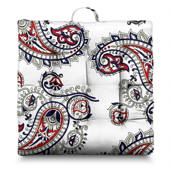 Boho Ethnic Floor Cushion - Extra-Thick 4.7" Yoga Pillow with Abstract Art Print, Perfect for Minimalist Spaces & Small Apartments