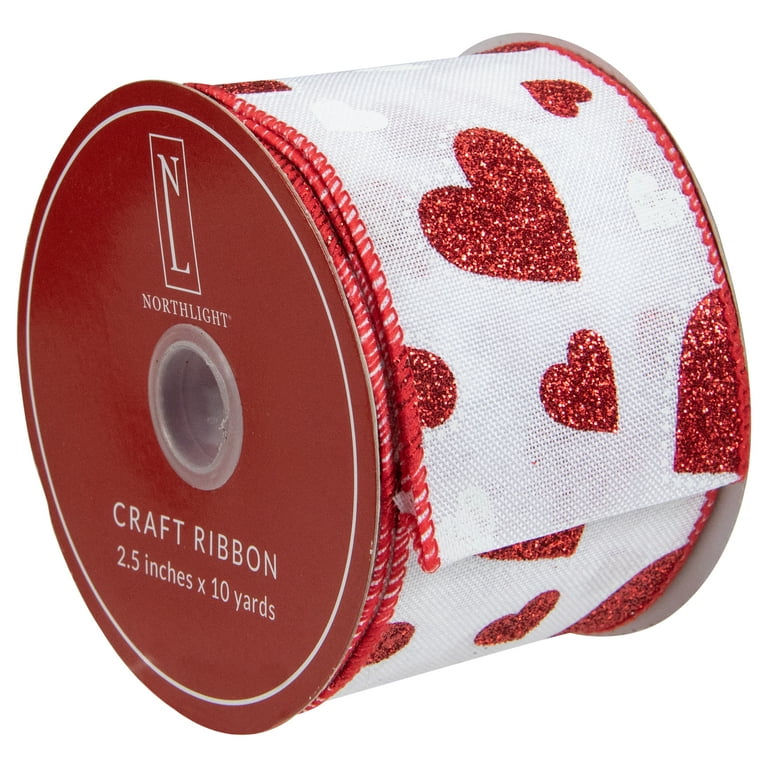 valentines hearts with leopard spots 1.5” wired ribbon - Greenery Market