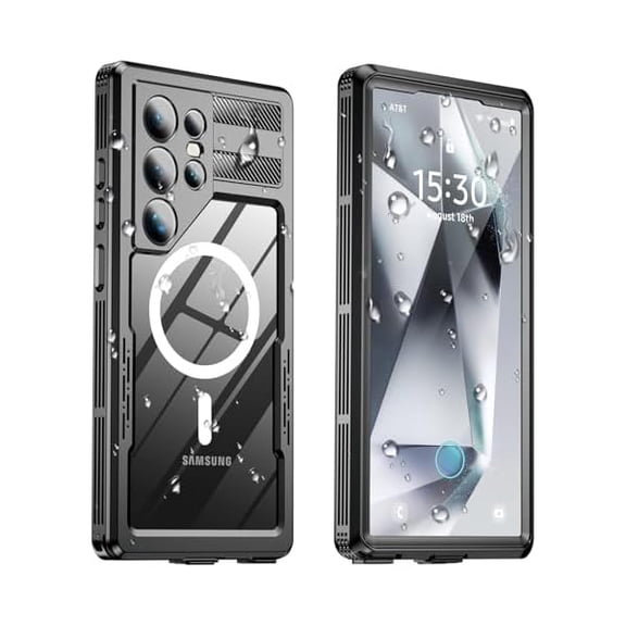 for Samsung Galaxy S24 Ultra Waterproof Case, [Fit for Magsafe] [Built-in Screen Protector] [Military Shockproof], IP68 Water Proof Rugged Heavy Duty Magnetic Case for S 24 Ultra 6.8", Black