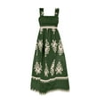 thumbnail image 3 of ZEHJUHAN Women's Square Neck Wide Strap Maxi Dress - Flowy Bohemian Beach Dress with Bust Wrap Design Green，S, 3 of 5