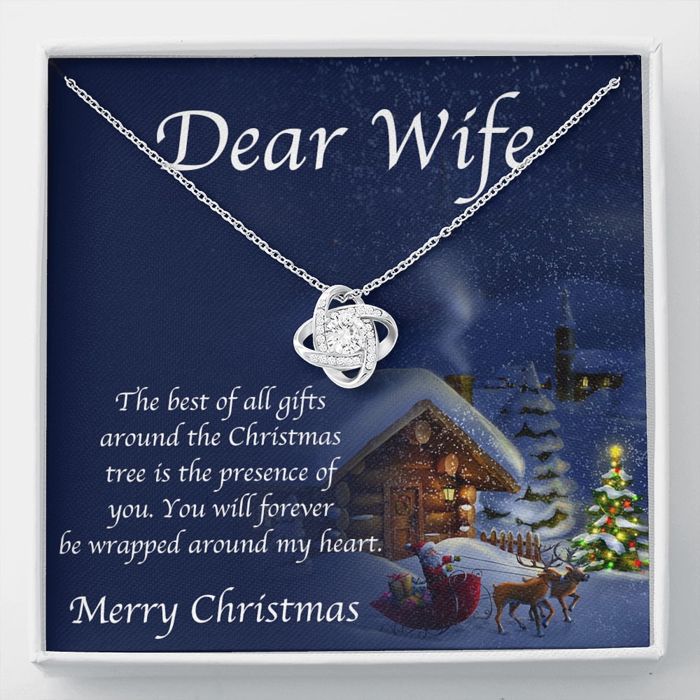 Merry Christmas Wrapped Around My Heart Love Knot Necklace Gift for Wife in Dominican Republic at DOP 8364 Rating 5
