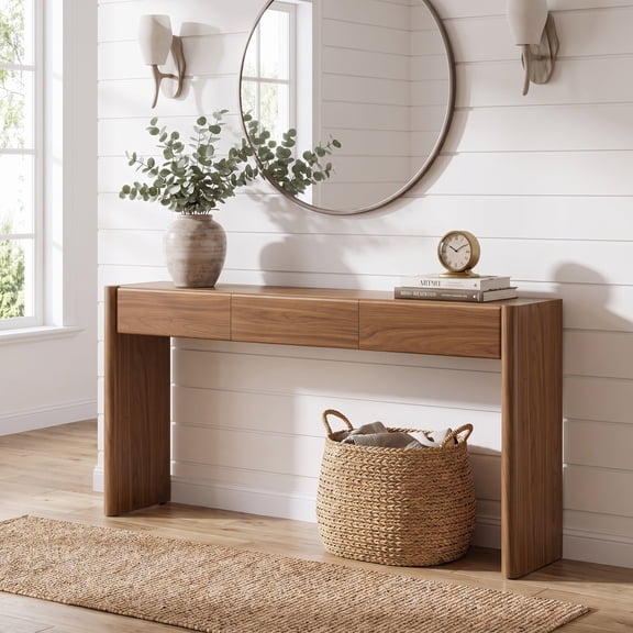 Fnova 70.9 Inch Console Table with 3 Drawers, Extra Long Entryway Sofa Table Behind Couch for Living Room, Hallway, Foyer