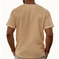 thumbnail image 3 of Men's Summer Solid Color Henley Neck Short Sleeve Shirt Casual Lightweight Breathable Button Placket Tops Loose Fit Comfortable Blouse, 3 of 3