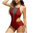 thumbnail image 1 of Trajes de Baño de Corte Alto para Mujeres de Verano de Color Sólido con Cojín de Pecho sin Soporte de Acero, Traje de Baño de Correa sin Espalda Sexy, 1 of 5