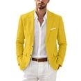 thumbnail image 7 of Dwelliawo Cotton Linen Sport Coat Summer Blazer Men Casual Business Suit Jacket | Blazer 5 Button Notch Lapel,Lightweight Linen Fabric,Soft Suit Blazer for All Day Comfort Yellow L, 7 of 7