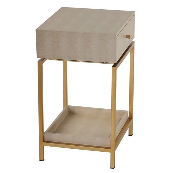 Cortesi Home Everett Nightstand End Table with Gold Metal Frame