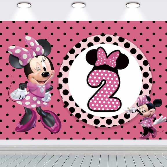 Minnie Birthday Banner Backdrop Background Taspestry Post Wall Decor Party Supplies