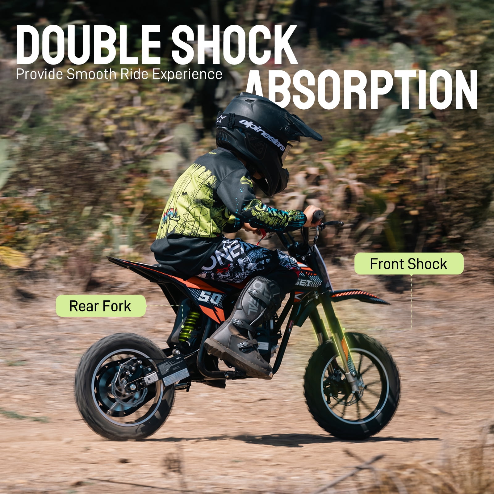 Gas Dirt Bike,50cc 4-Stroke Gas Powered Mini Bike for Adults & Teens,with Disc Brakes&Suspensions,Up to 25 Mph