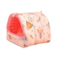 thumbnail image 2 of Opvise Hamster Nest Printing Semi-closed Soft Big Space Comfortable Keep Warm Practical Elephant Pattern Hamster Bed for Winter Pink, 2 of 8