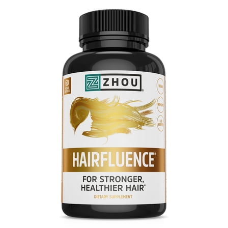 Zhou Hairfluence | Premium Hair Growth Formula for Longer, Stronger, Healthier Hair | For All Hair Types | 60 VegCaps