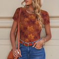 thumbnail image 6 of Fotbe fall Maple Women's Crew Neck Short Sleeves Bodysuit Tops Round Neck Slim Sleeveless Soft Comfortable Basic-Small, 6 of 7