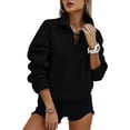 thumbnail image 2 of Resicozy Oversized Sweatshirt for Women Fall Fashion Hoodies Half Zip Pullover Long Sleeve Shirts Clothes Black XL, 2 of 6