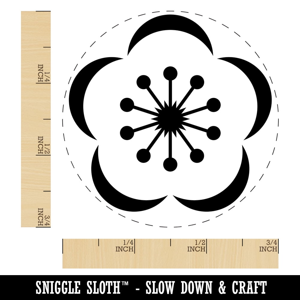 Sakura Cherry Blossom Self-Inking Rubber Stamp Ink Stamper - Black Ink - Small 3/4 Inch
