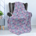 thumbnail image 4 of Butterfly Soft Flannel Fleece Throw Blanket, Springtime Theme Lively Colored Ornate in Squares with Leaves, Cozy Plush for Indoor and Outdoor Use, 60" x 80", Multicolor, by Ambesonne, 4 of 5