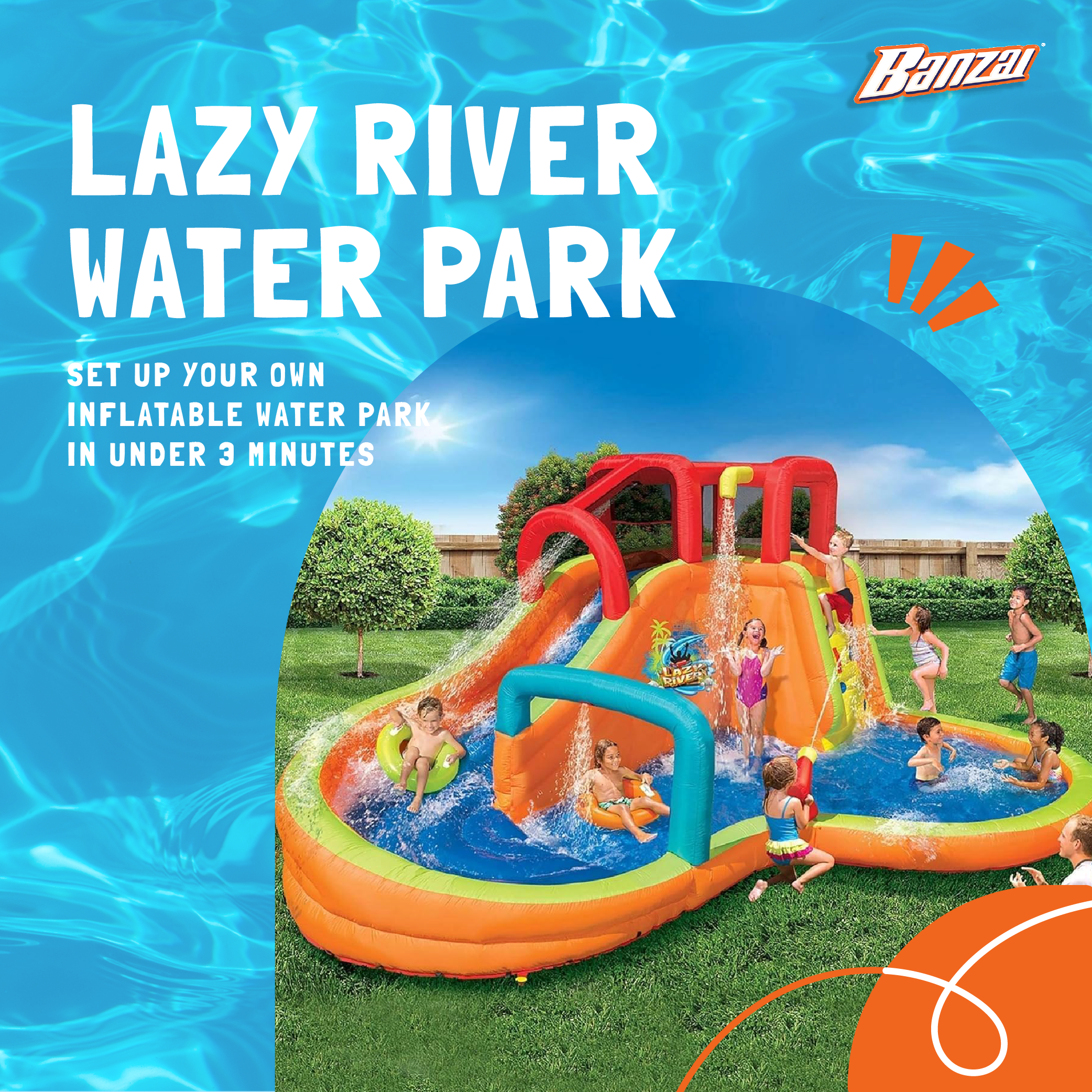Banzai Kids Inflatable Outdoor Lazy River Adventure Water Park Slide & Pool - image 3 of 6