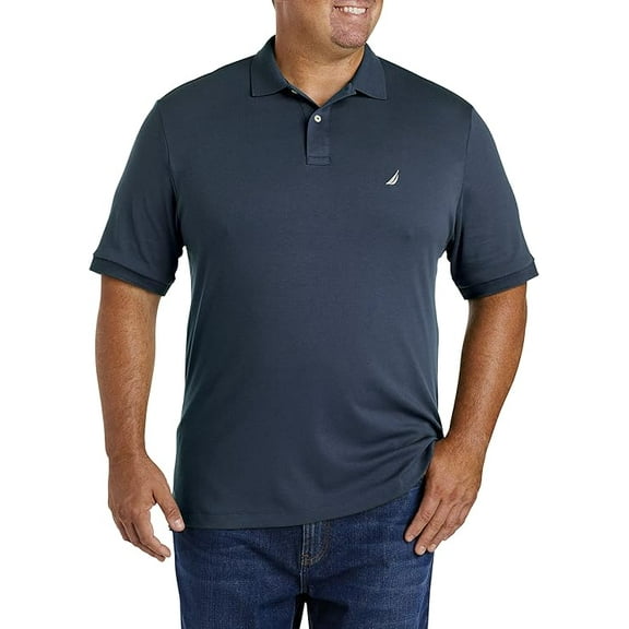 Nautica Men's Classic Fit Short Sleeve Solid Soft Cotton Polo Shirt Navy Medium