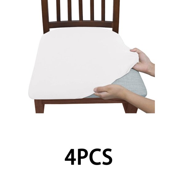 AUQ Chair Covers,Soft Chair Seat Covers,Furniture Covers With Premium Milk Silk Fabric for Dining Room,Dining Room Chairs Set of 4,White,One Size