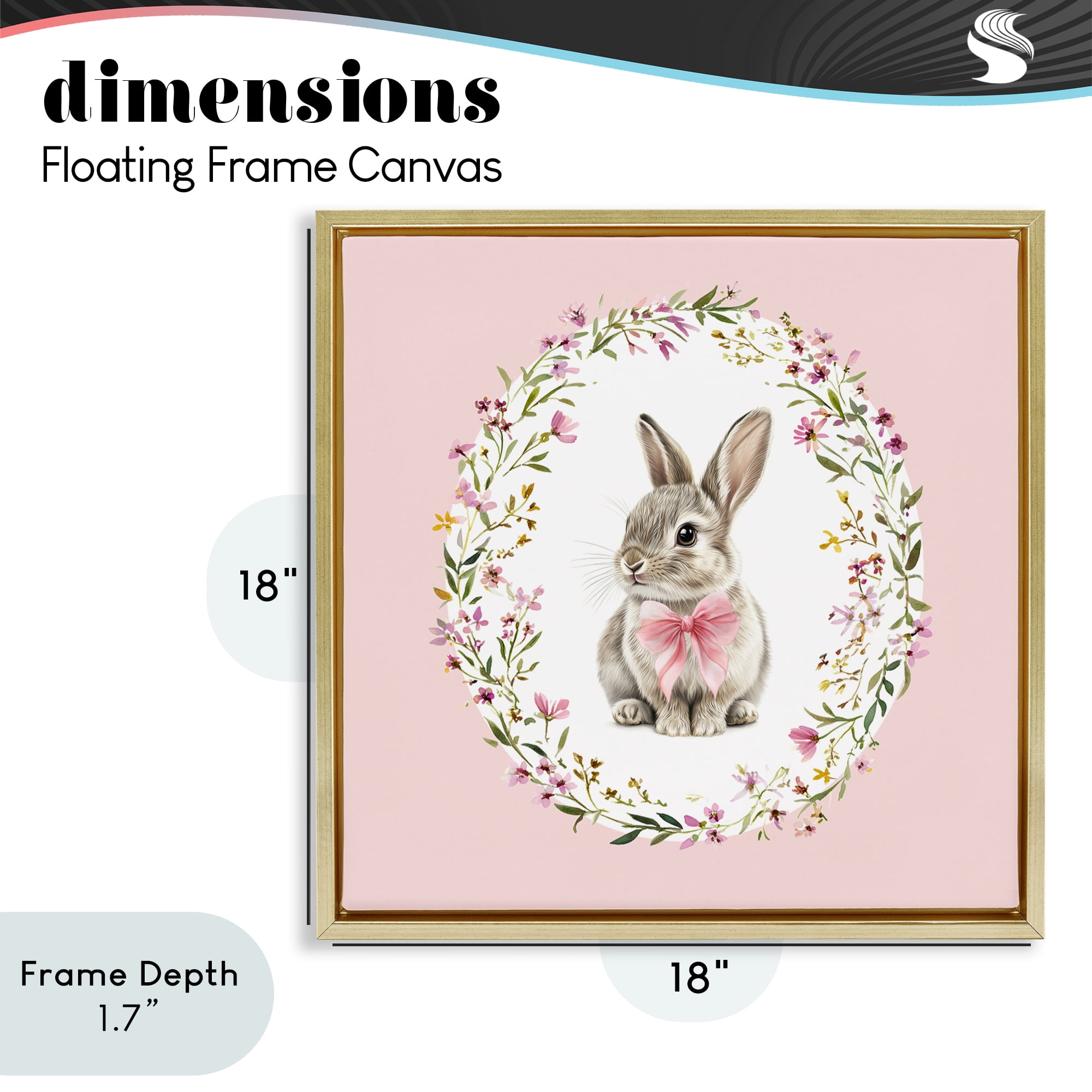 Stupell Industries Blush Pink Bunny Gold Framed Floater Canvas Wall Art, design by Christine Simpson Art
