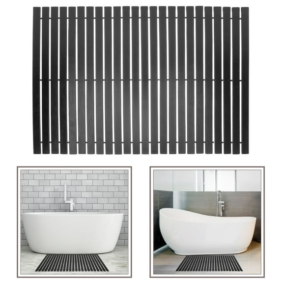 WESIEVYA Washable Bath Mat Bamboo 1Pcs 23.6X15.7in Non Skid For Cottage Entrance