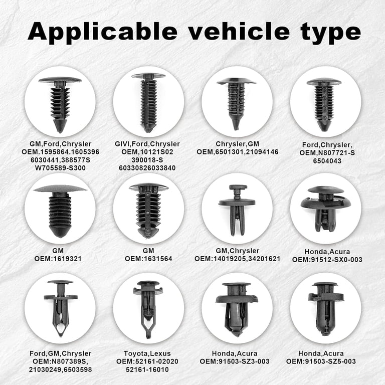 Auto Bumper Clips 240-Piece Auto Bumper Retainer Clip Kit - Push Pin ...