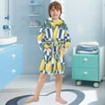 thumbnail image 5 of FORMRS Niños Bathrobe Unisex Hooded Robe Soft Plush Pajamas Sleepwear, Size 2-3T, Lemon Checkered, 5 of 7