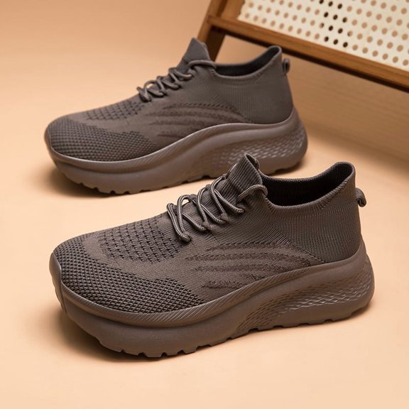 Men's Extra Wide Running Shoes, Lightweight Breathable Knit Sneakers with Cushioned Thick Sole for Walking, Training, and Daily Comfort