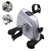 Mini Exercise Bike, Under Desk Bike Pedal Exerciser porable Foot Cycle Arm & Leg Peddler Machine with LCD Screen Displays,Silver