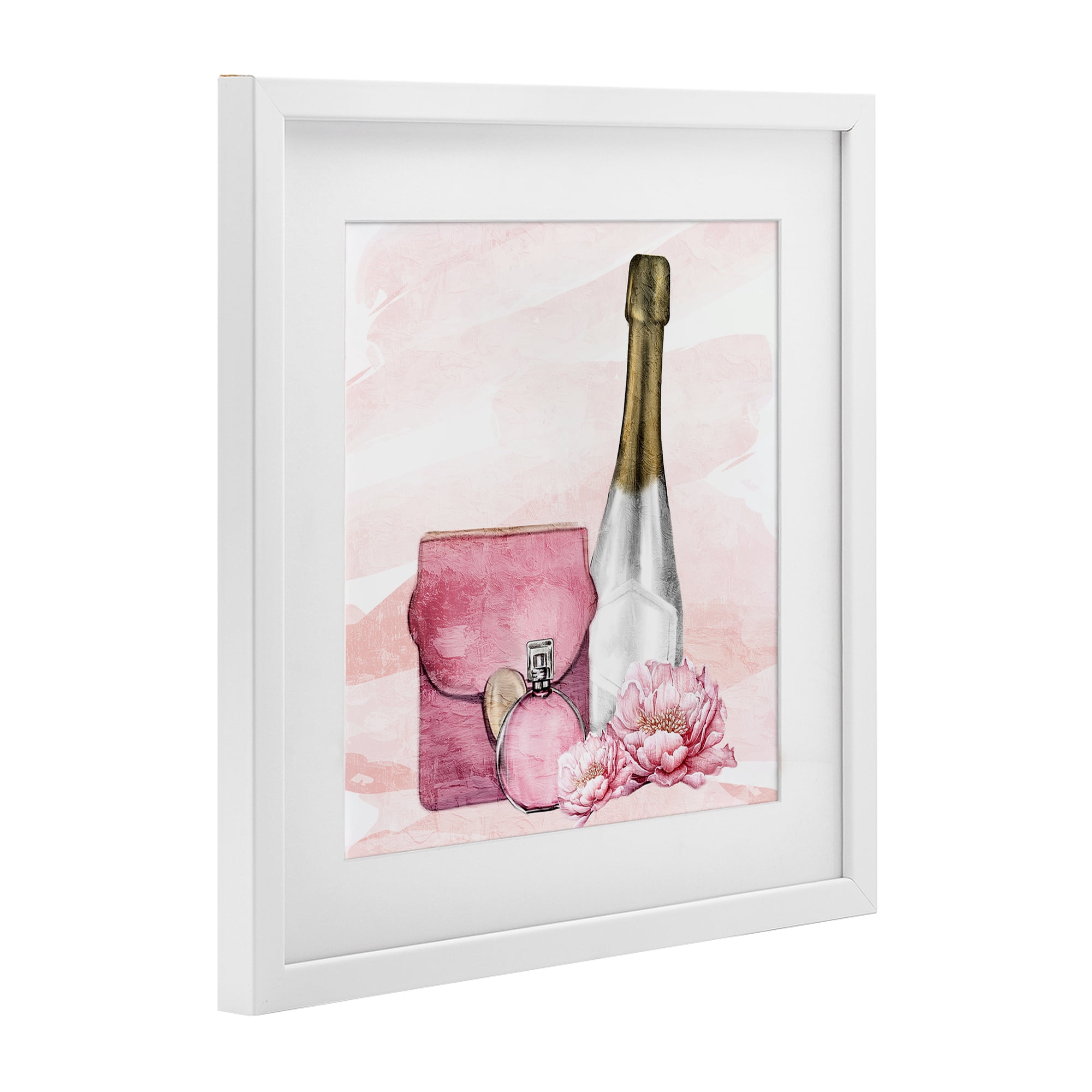 Stupell Industries Glam Time Champagne White Framed Print Under Glass, design by Kim Allen
