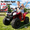 thumbnail image 4 of TOYBSNR 24V Kids ATV, 2-Seater 4WD Ride on Toys for Big Kids Ages 5-14, XXXL Powered Ride on Electric Car, 4 Wheeler with EVA Tires, Bluetooth, Music, Spring Suspension, Max 7.5MPH, Red, 4 of 8