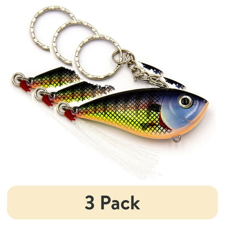 (3 pack) Ozark Trail Fishing Lure Keychain Hard Plastic Mini Lure Key Ring with Assorted Colors for Keys and Gear