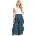 thumbnail image 5 of Sakkas Loore Womens Wide Leg Gaucho Pants Cotton with Pockets and Smock Waist - Steel Blue - One Size Plus, 5 of 5