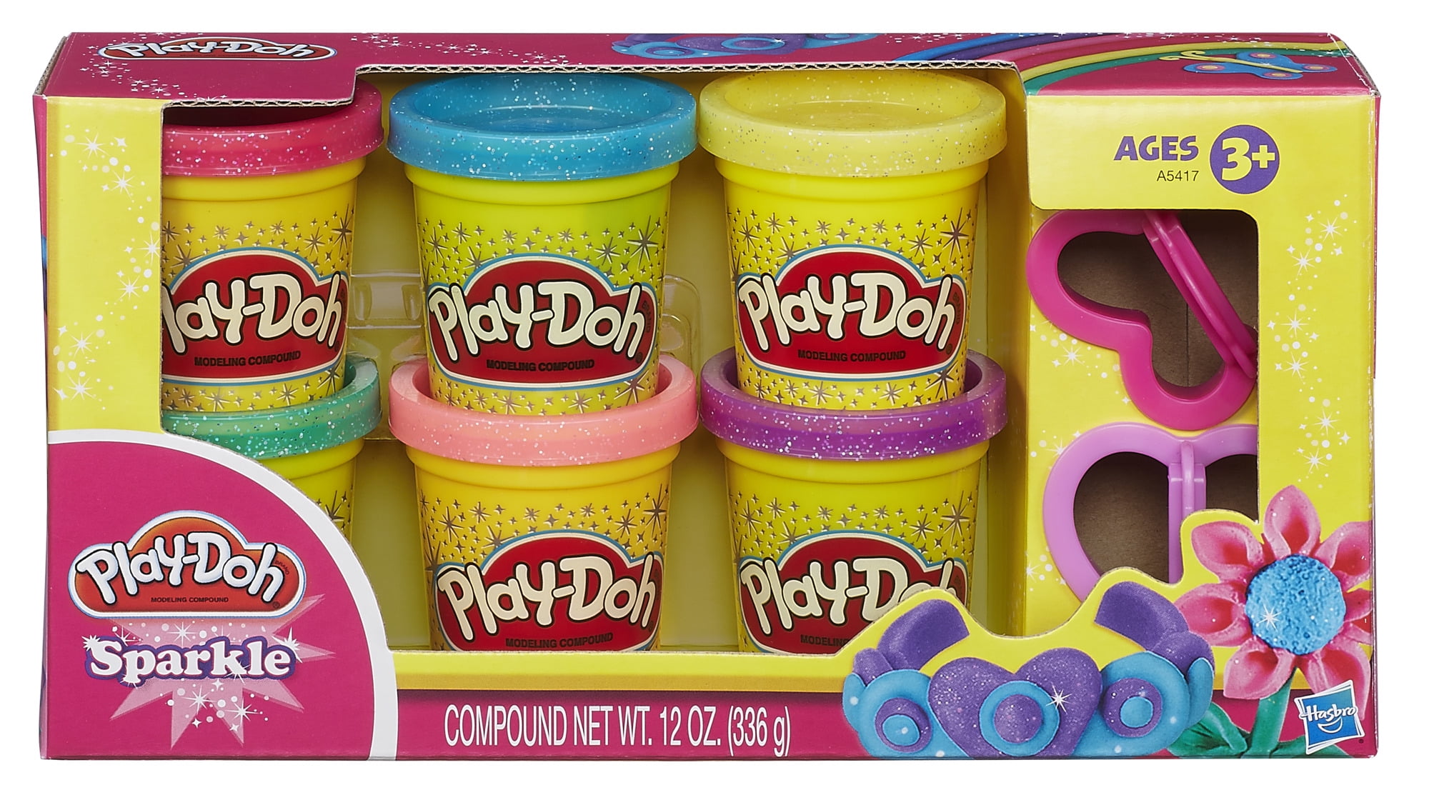 6 Colors Play-Doh Sparkle Compound Collection Kids Playing Slime Toys 