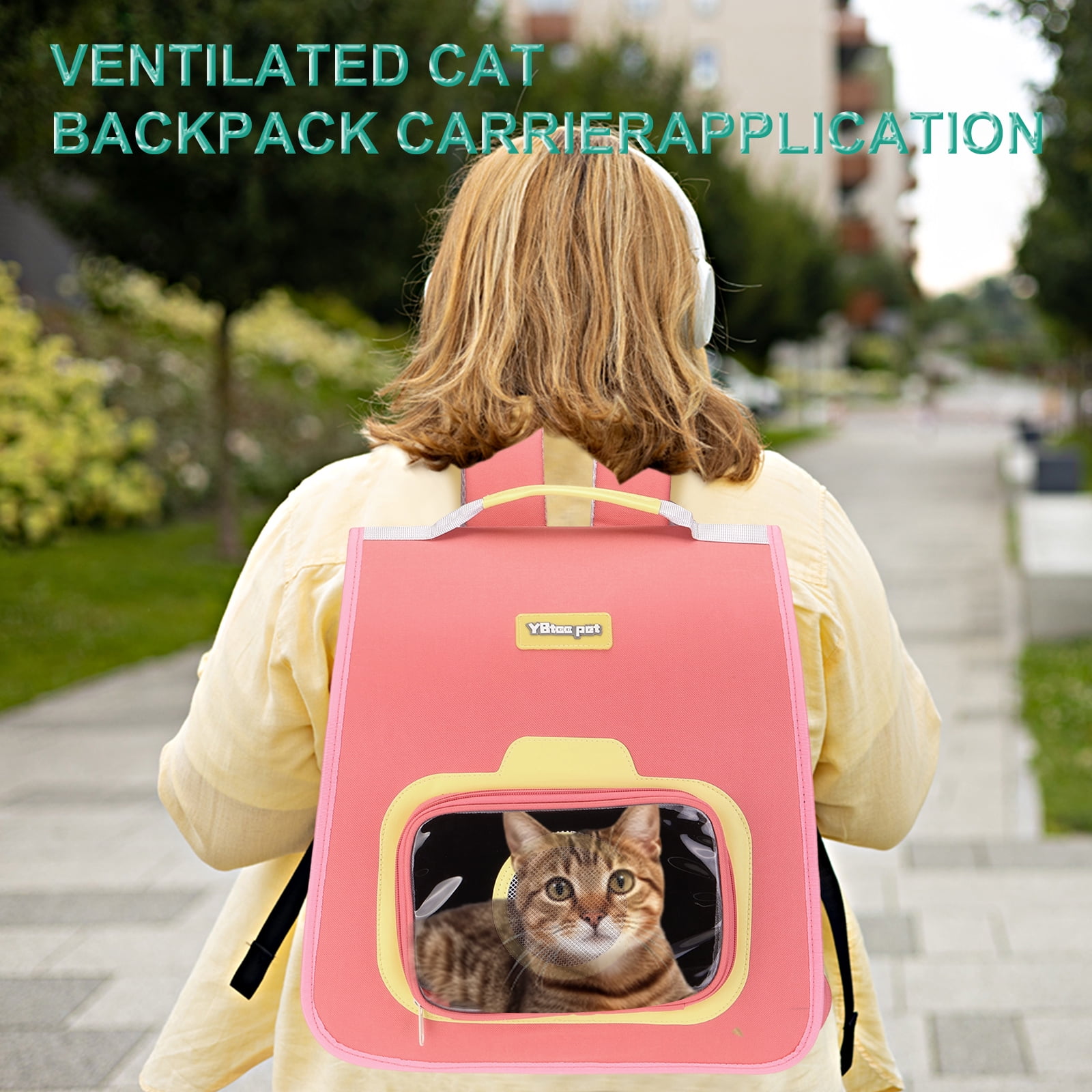 Cat Backpack Carrier, Large Space & Foldable, Breathable Pet Hiking Travel Backpack Sky Blue